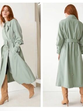& Other Stories Mint Green Trench Coat